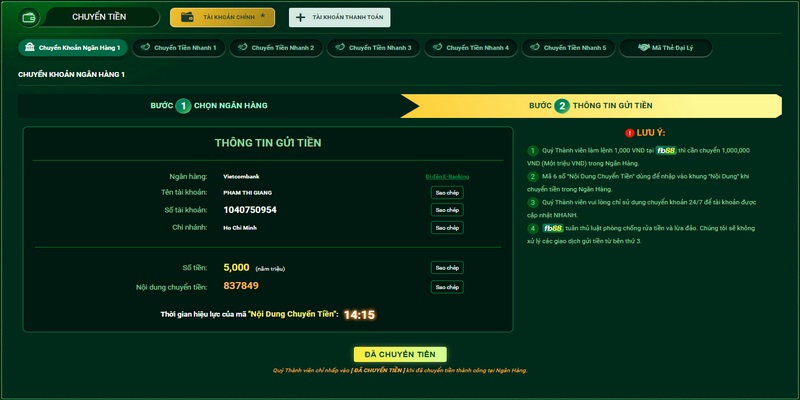 Hướng dẫn nạp tiền FB88 chi tiết từ A – Z