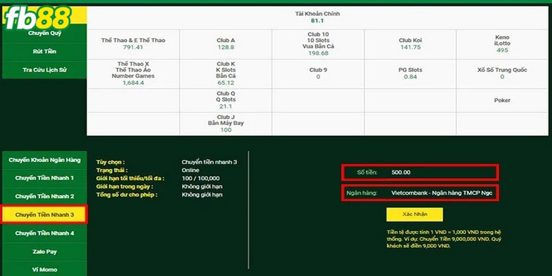 Các phương thức nạp tiền FB88 phổ biến hiện nay